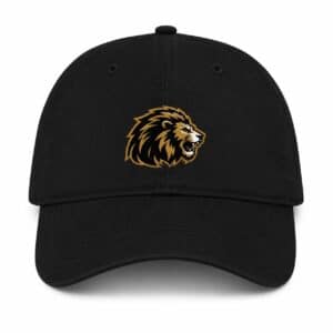 Black dad hat with arched AZ Lions Baseball logo