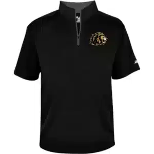 Black short sleeve quarter-zip performance pullover with AZ Lions lion logo on left chest